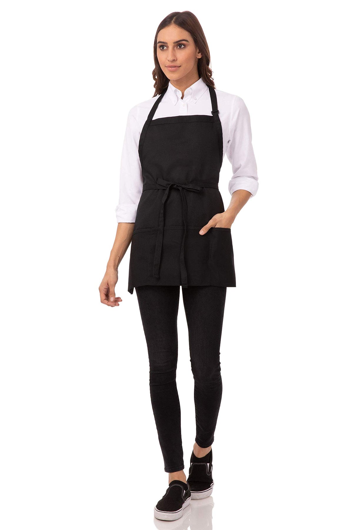 Unisex Three Pocket Apron (Black, 2 Pack)