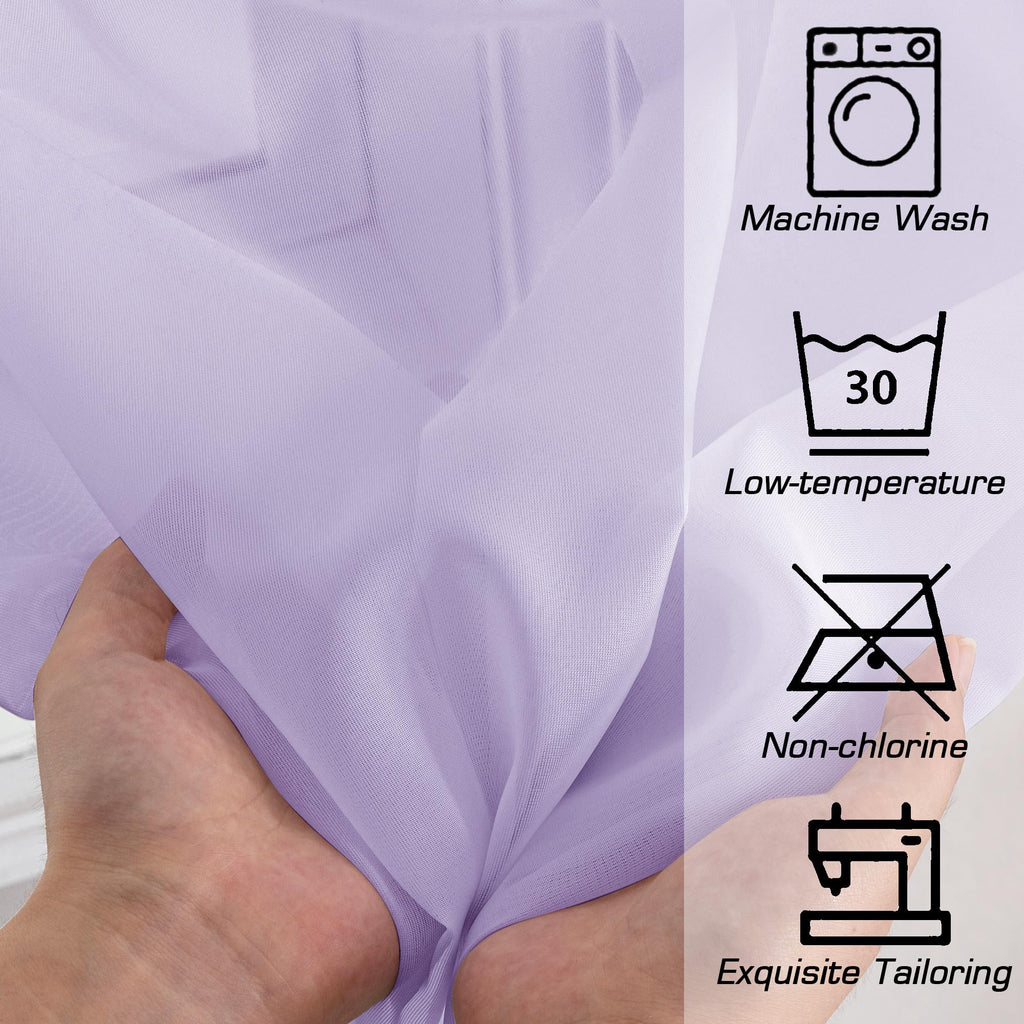 Sheer Curtains 78 inches Long for Bedroom Living Room 2 Panels Set (Lavender / 42"W x 78"L (Pack of 2))