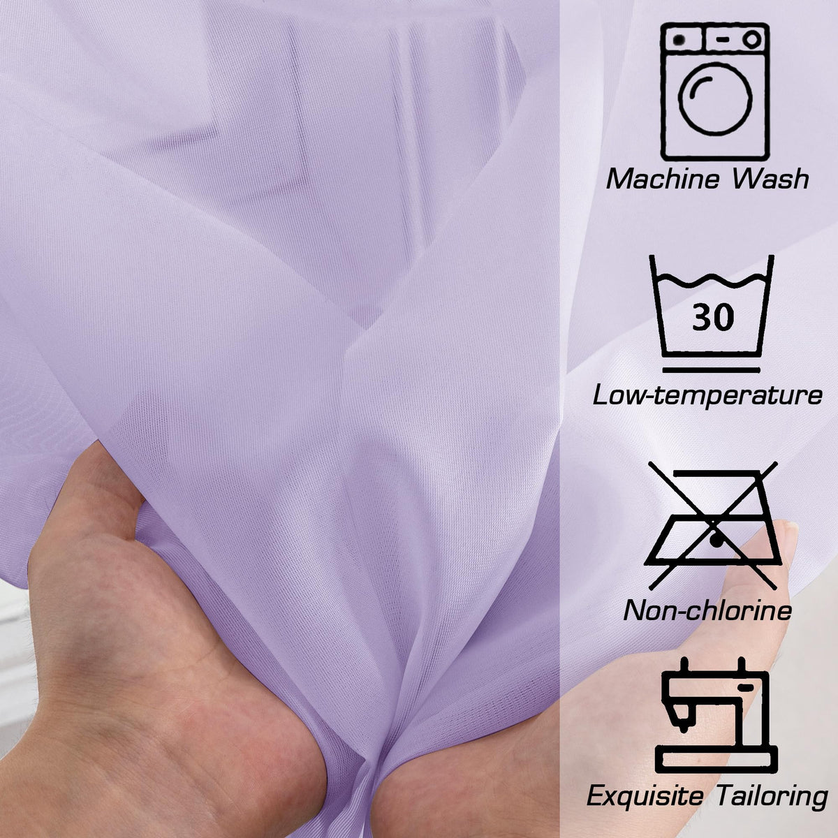 Sheer Curtains 78 inches Long for Bedroom Living Room 2 Panels Set (Lavender / 42"W x 78"L (Pack of 2))