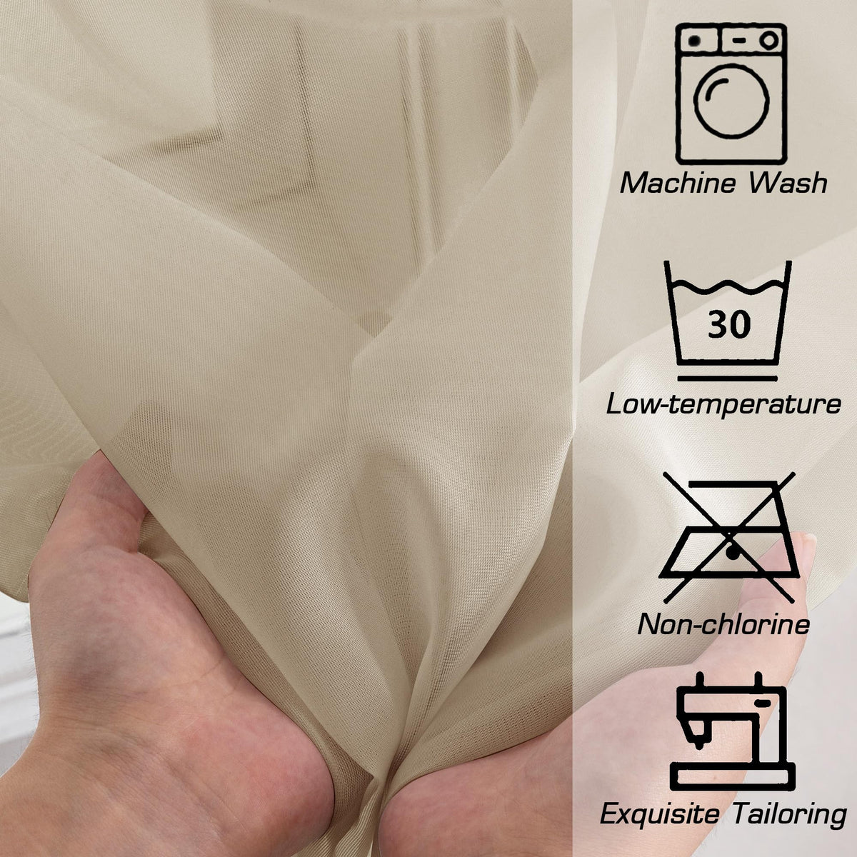 Taupe Sheer Curtains 78 inches Long for Bedroom Living Room 2 Panels Set (Taupe / 42"W x 78"L (Pack of 2))