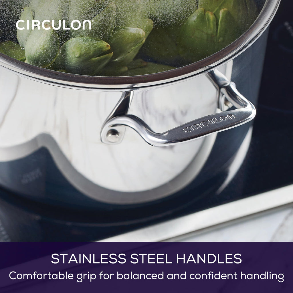 C1 Series Clad Stainless Steel with ScratchDefense Technology Cookware Nonstick Induction Stockpot with Lid (8 Quart)