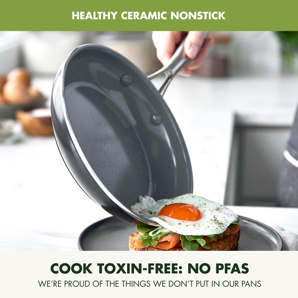 Swift Healthy Ceramic Nonstick (12" Frying Pan with Lid / Gray)