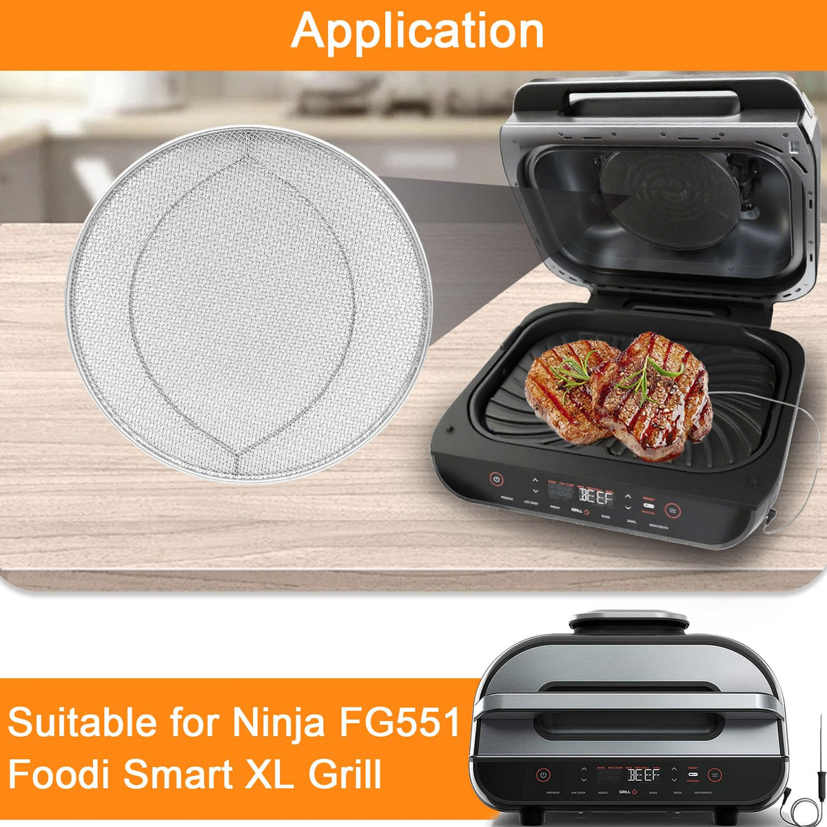 Splatter Shield for Ninja FG551 Foodi Smart XL Grill (7.6"*7.6" Splatter Shield for Ninja Foodi FG551)
