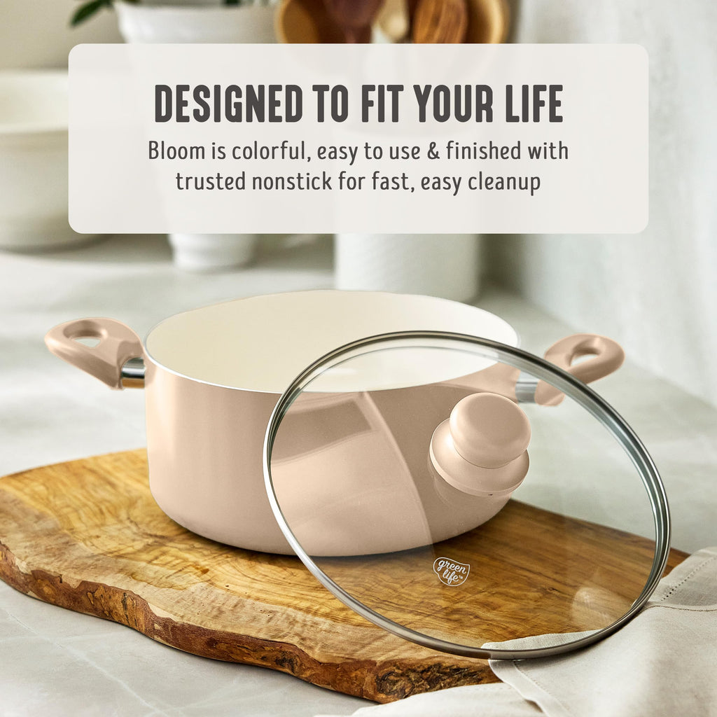 5QT Ceramic Nonstick Stockpot with Lid (5 Quarts / Beige Taupe)