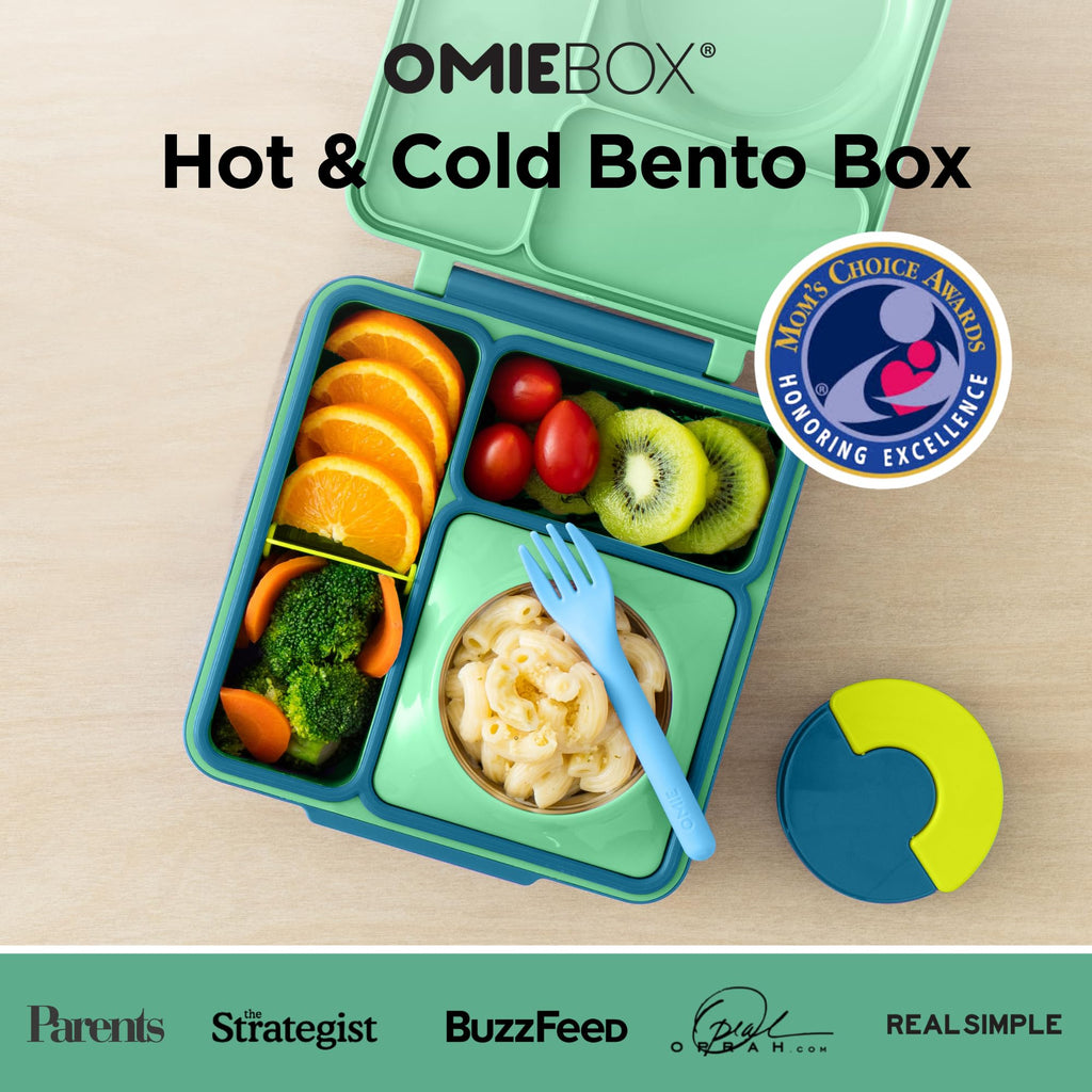 OmieBox Kids Insulated Leakproof Bento Lunch Box with Food Jar (8.5 Ounces / Meadow)