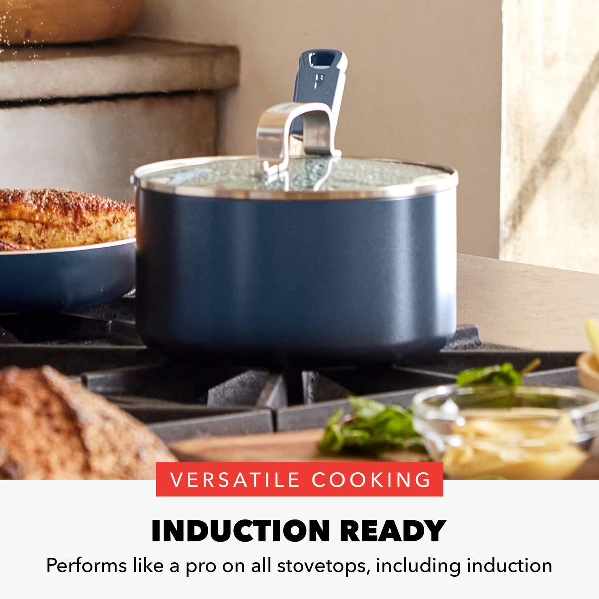 x Bobby Flay 2.5QT Ceramic Nonstick Saucepan with Lid (2.53QT Saucepan with Lid / Oxford Blue)