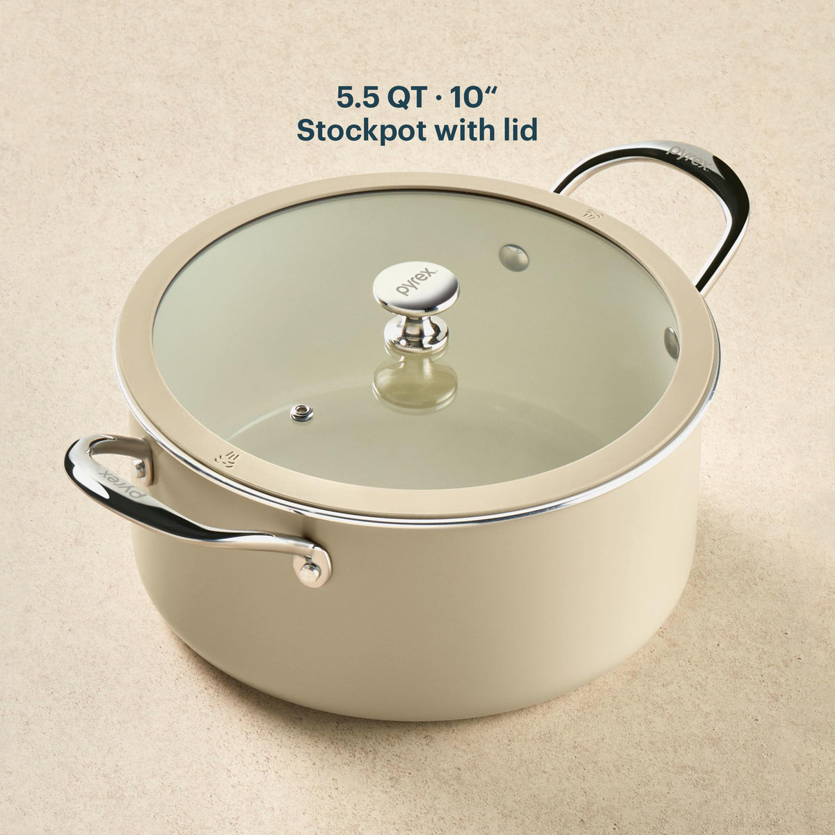 10 Inch Stock Pot Ceramic Cookware with Lid & Stainless Steel Handles (Stock Pot)