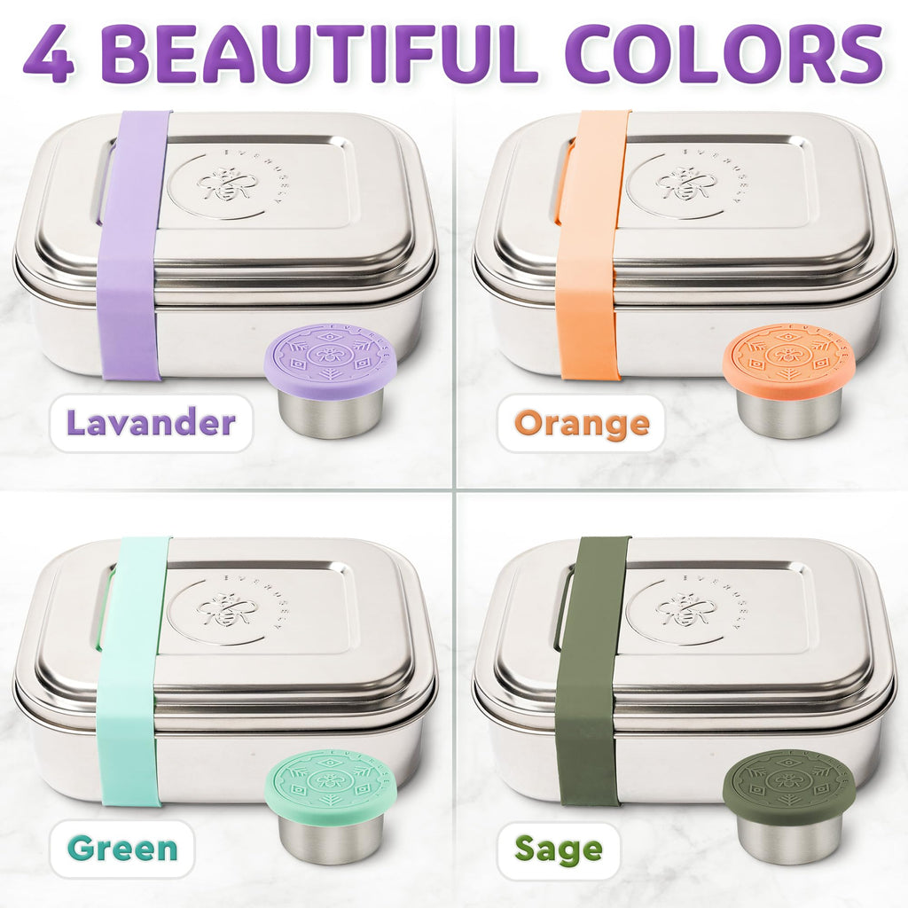 Stainless Steel Bento Box + Condiment Container (Lavender / 47oz / 1400ml)