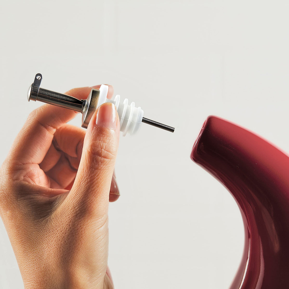 Ceramic EVOO Oil and Vinegar Dispensing Bottle with Spout (Cranberry Red / 24 Ounces)