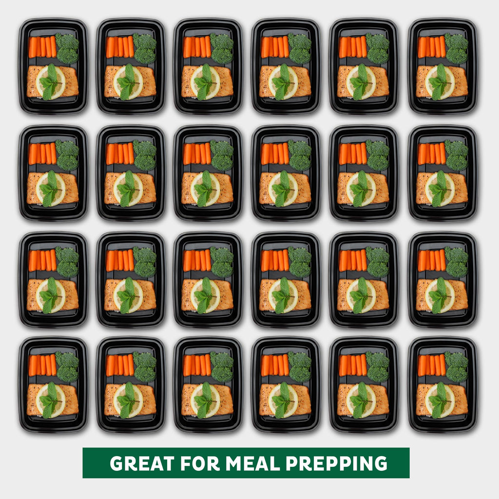 Meal Prep Containers [150 Pack] 1 Compartment Food Storage Containers with Lids (Black / 24OZ-150PK)