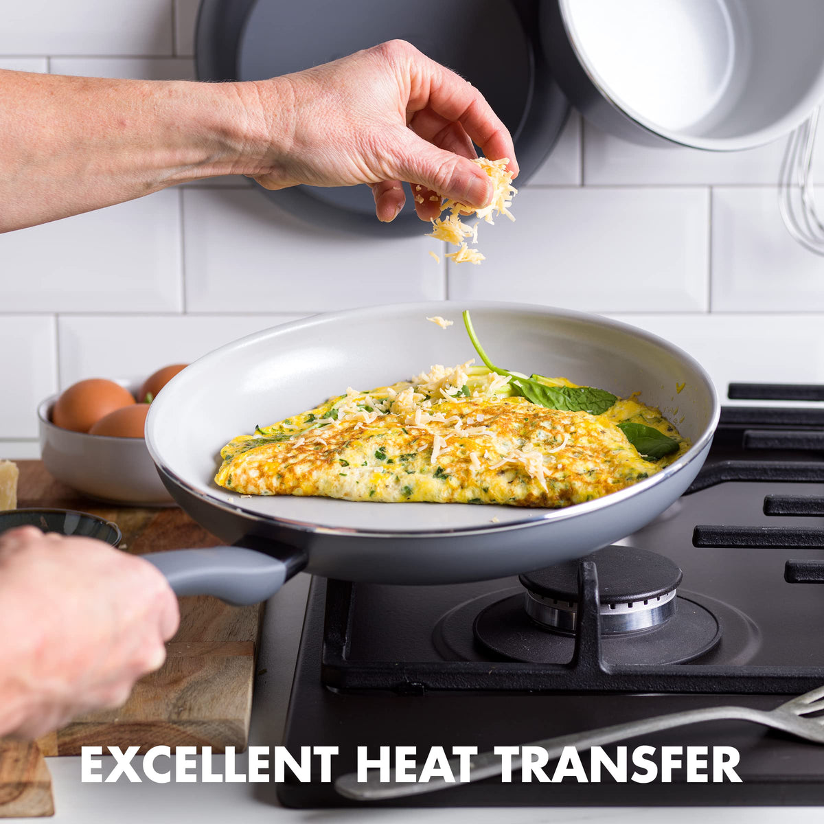 Dover Healthy Ceramic Nonstick (8" Frying Pan Skillet without Spatula / Gray)