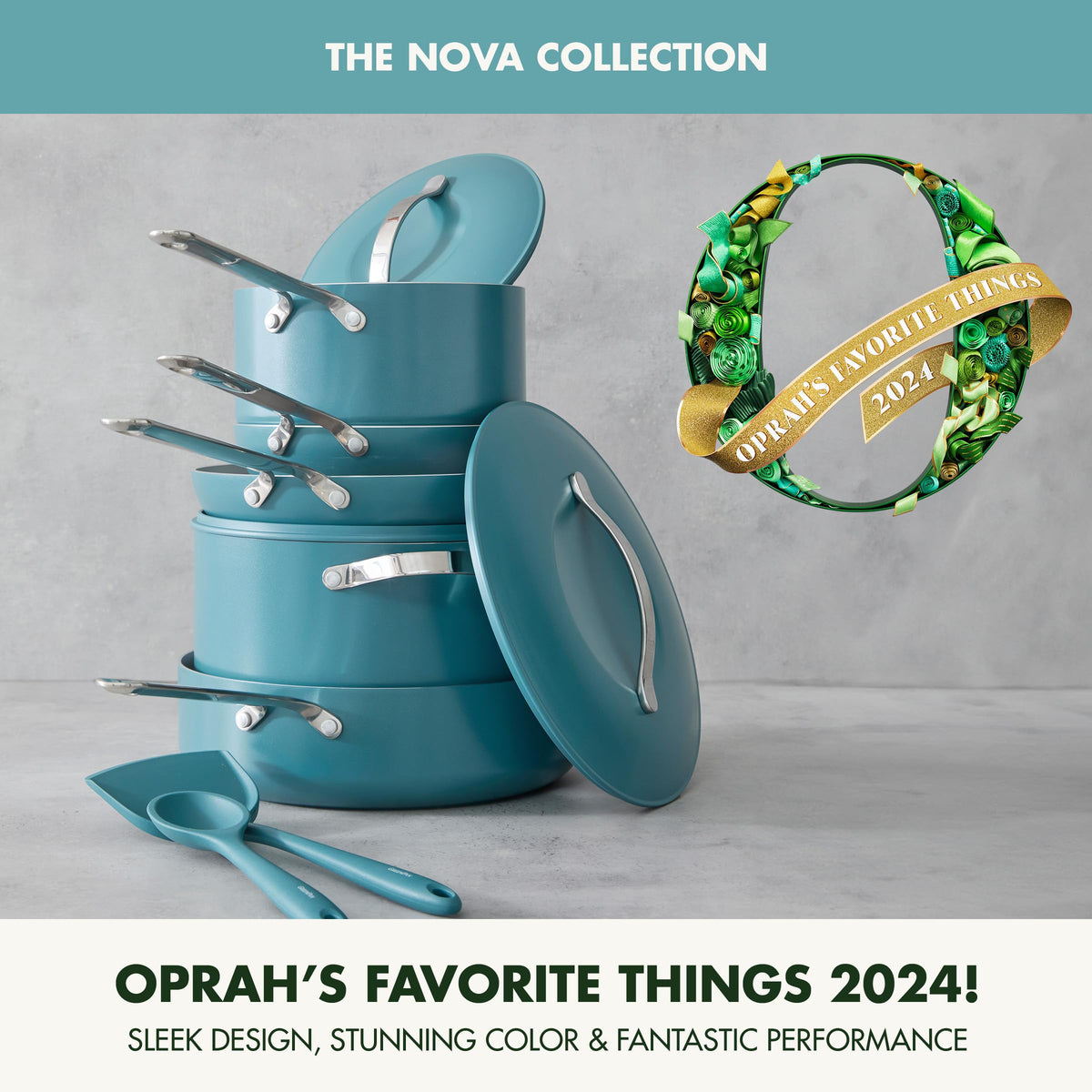 Nova 10 Piece Cookware Pots & Pans Set (10 Piece Cookware Set / Deep Teal)