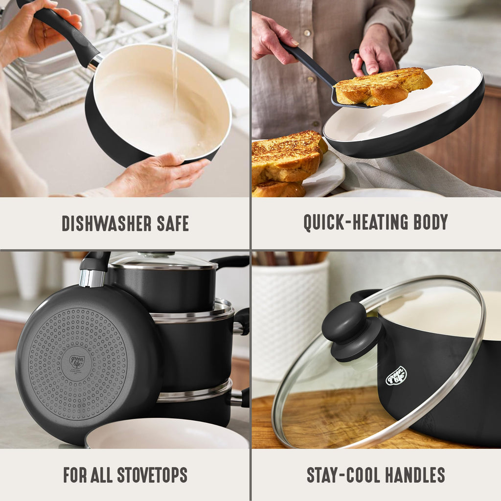 5QT Ceramic Nonstick Stockpot with Lid (5 Quarts / Graphite Black)