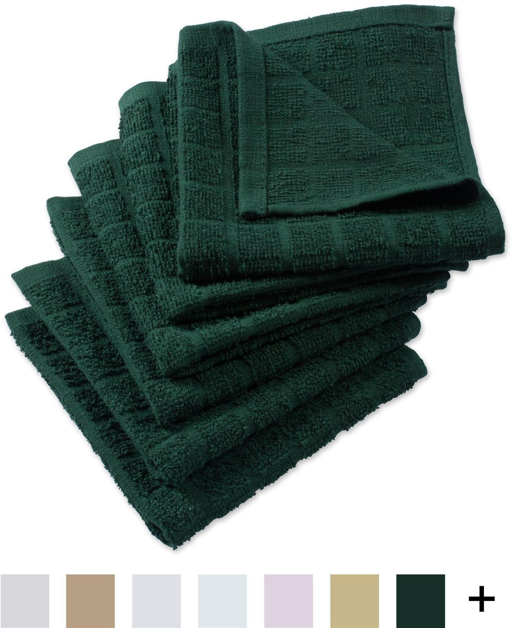 Basic Terry Collection Solid Windowpane Dishcloth Set (Green / 12x12")