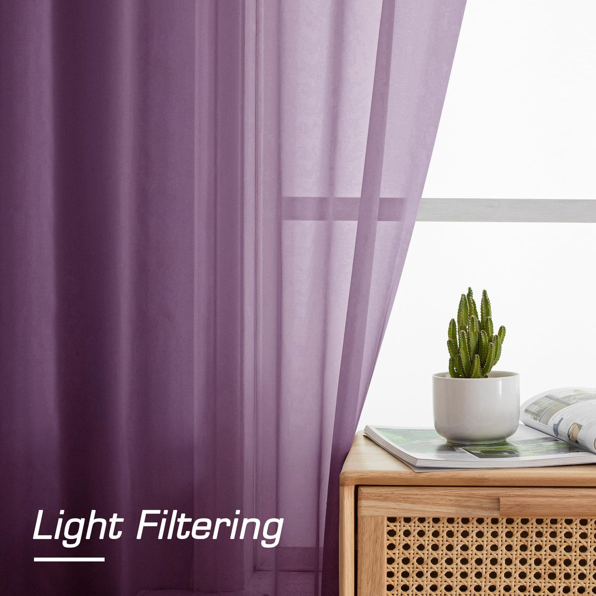 Plum Sheer Curtains (Plum / 42"W x 78"L (Pack of 2))