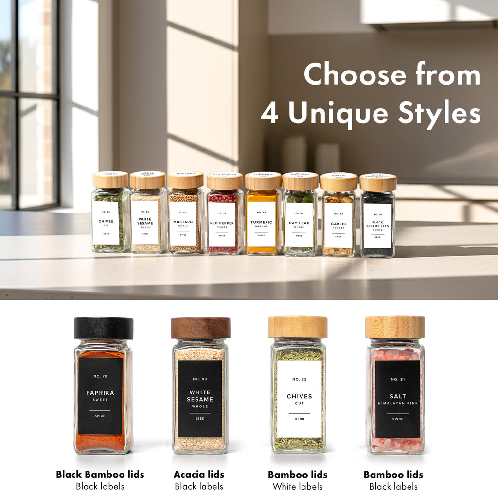 Glass Spice Jars with Label (White Labels)