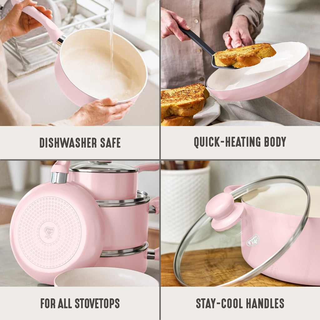 5QT Ceramic Nonstick Stockpot with Lid (5 Quarts / Blush Pink)