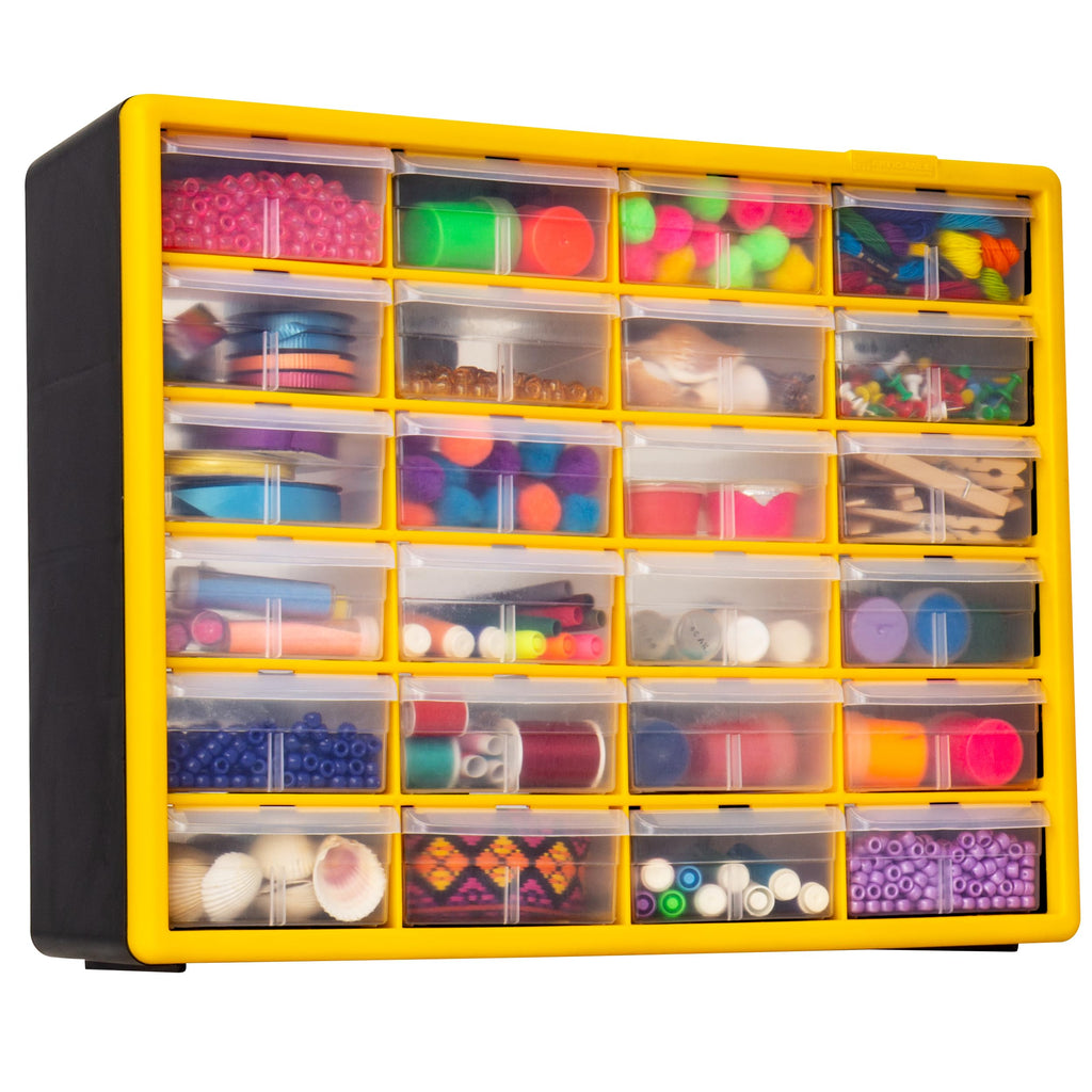 24 Drawer Plastic Storage Cabinet (Yellow / 24 Drawer / 1 Pack)