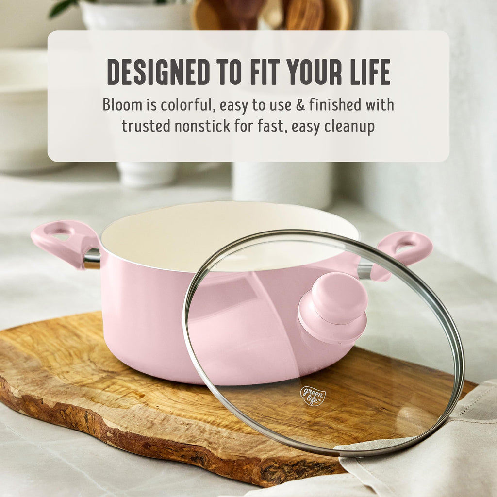 5QT Ceramic Nonstick Stockpot with Lid (5 Quarts / Blush Pink)