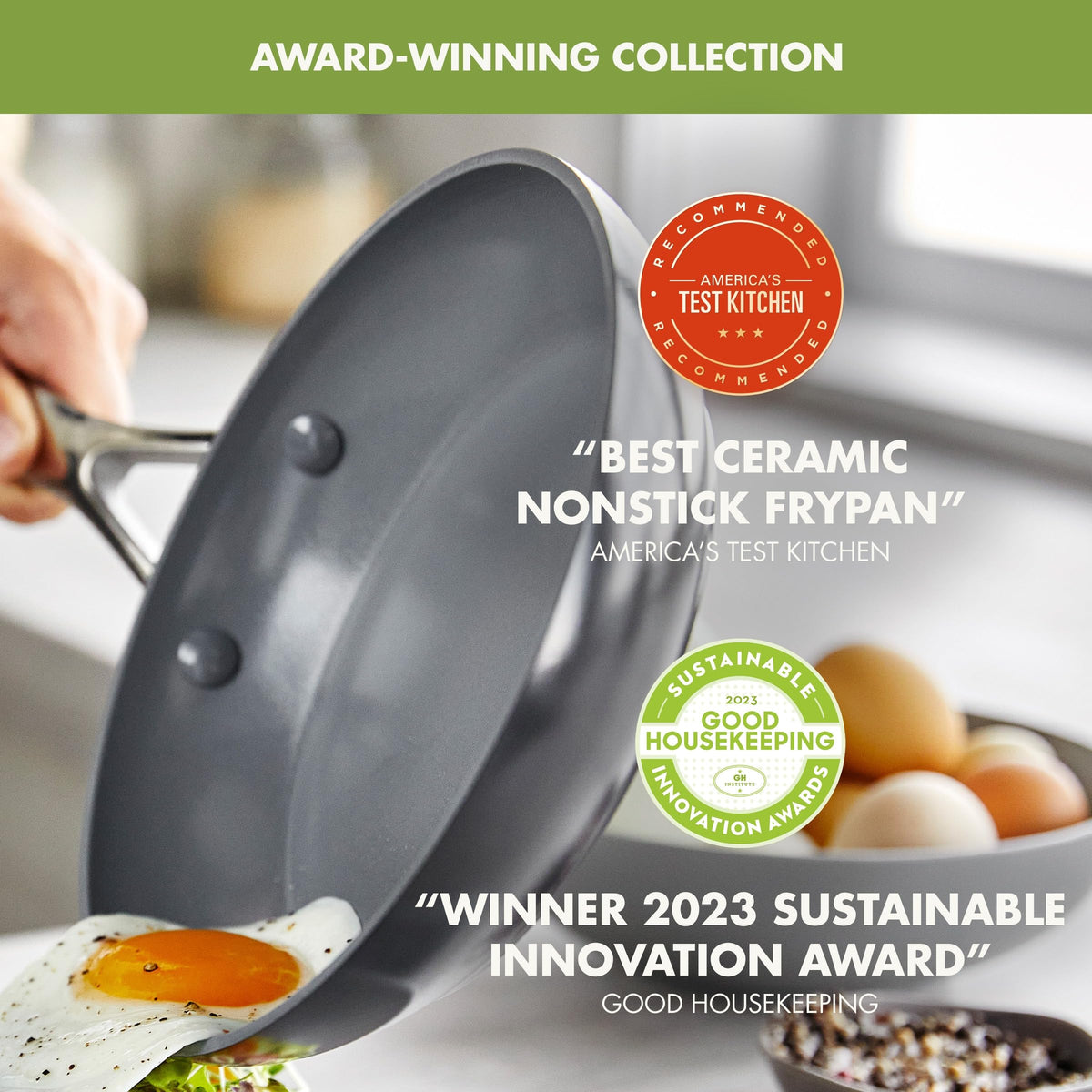 Valencia Pro 12" Ceramic Nonstick Frying Pan (12" Frying Pan Skillet / Gray)