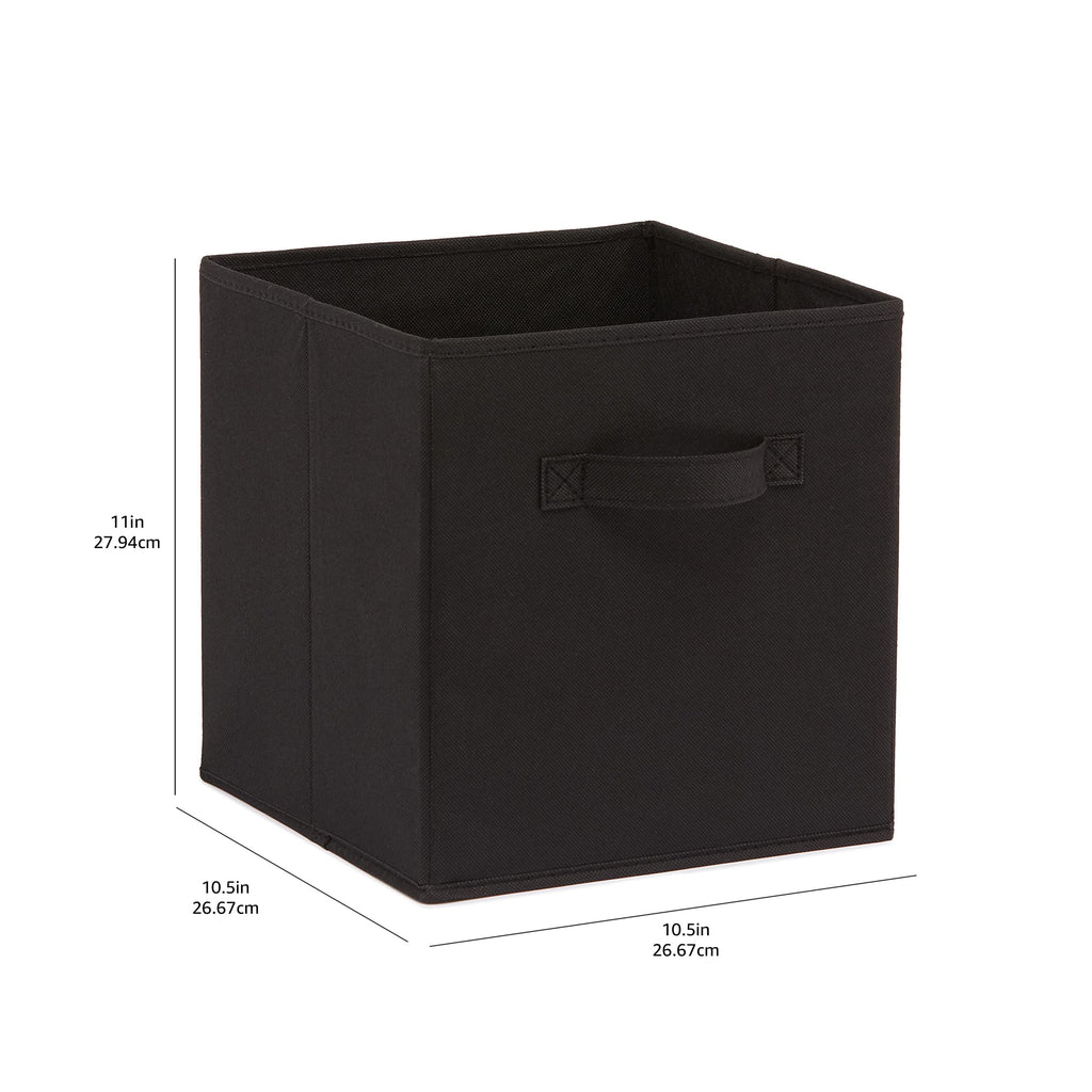 Collapsible Fabric Storage Bins Organizer with Handles (Black / 10.5"x10.5"x11")