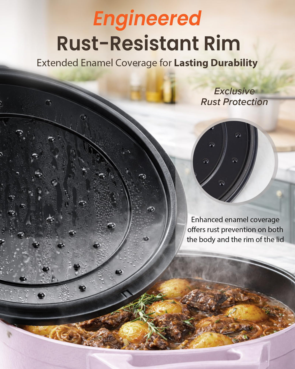 6QT Cast Iron Dutch Oven Pot with Lid (Chiffon)