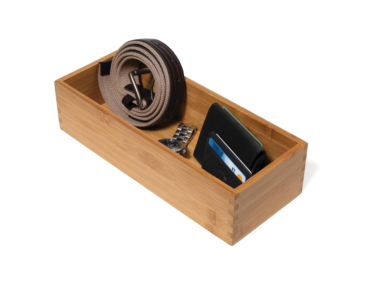 Bamboo Utensil Holder Storage Box for Cooking Tools (5" x 12" x 3")