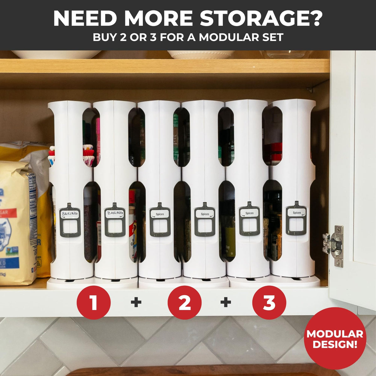 Spice Rack Organizer for Cabinet (Cabinet Caddy)