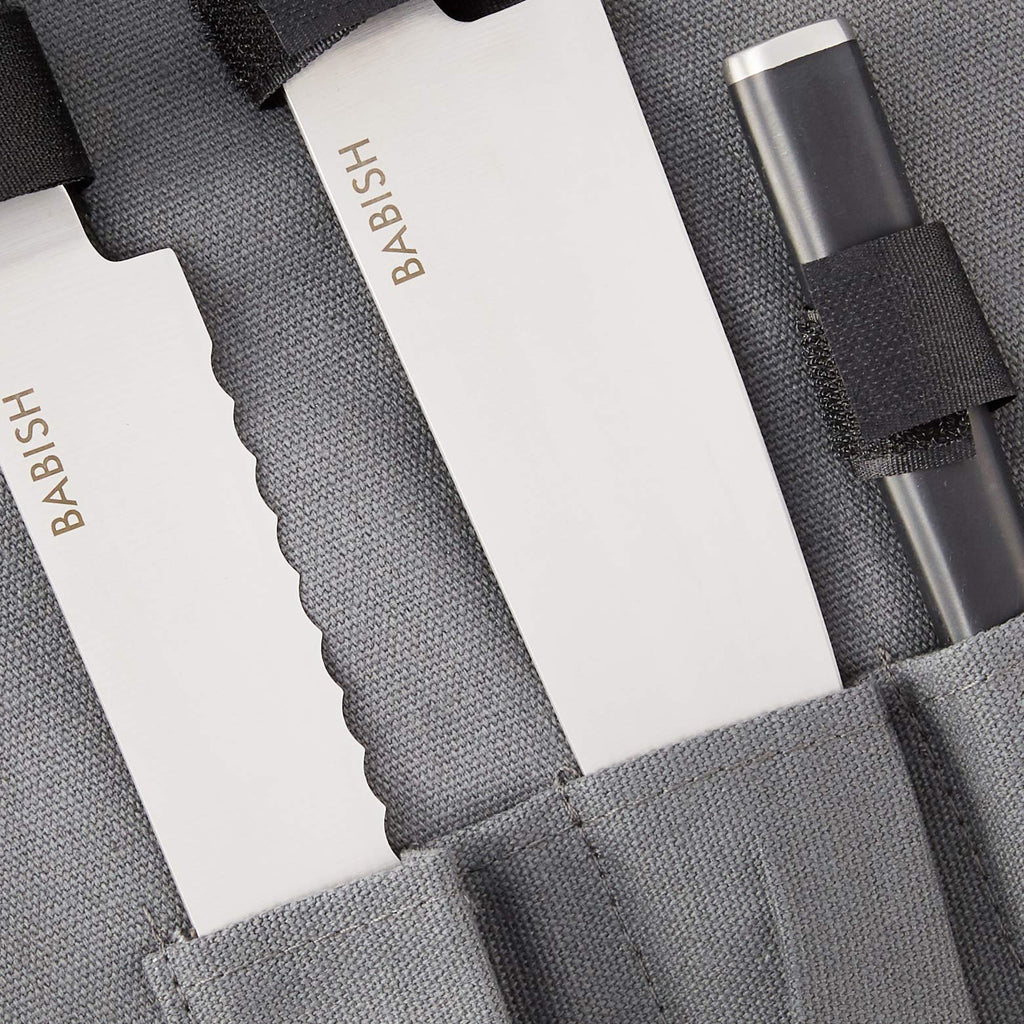 German High Carbon 1.4116 Steel Cutlery Knife Set (Stainless Blade/Black ABS Handle / 3-Piece w/Knife Roll)