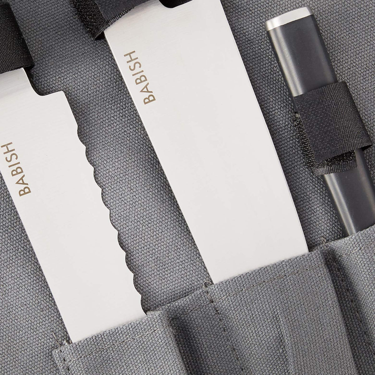 German High Carbon 1.4116 Steel Cutlery Knife Set (Stainless Blade/Black ABS Handle / 3-Piece w/Knife Roll)