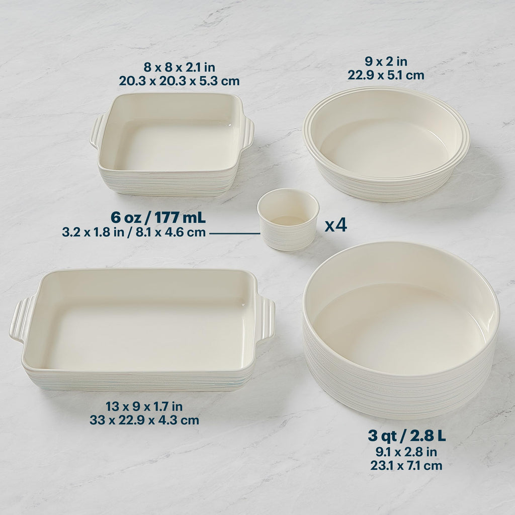 8 Piece Ceramic Complete Nonstick Bakeware Set (8 Piece / Full Set (Round/Rectangular))