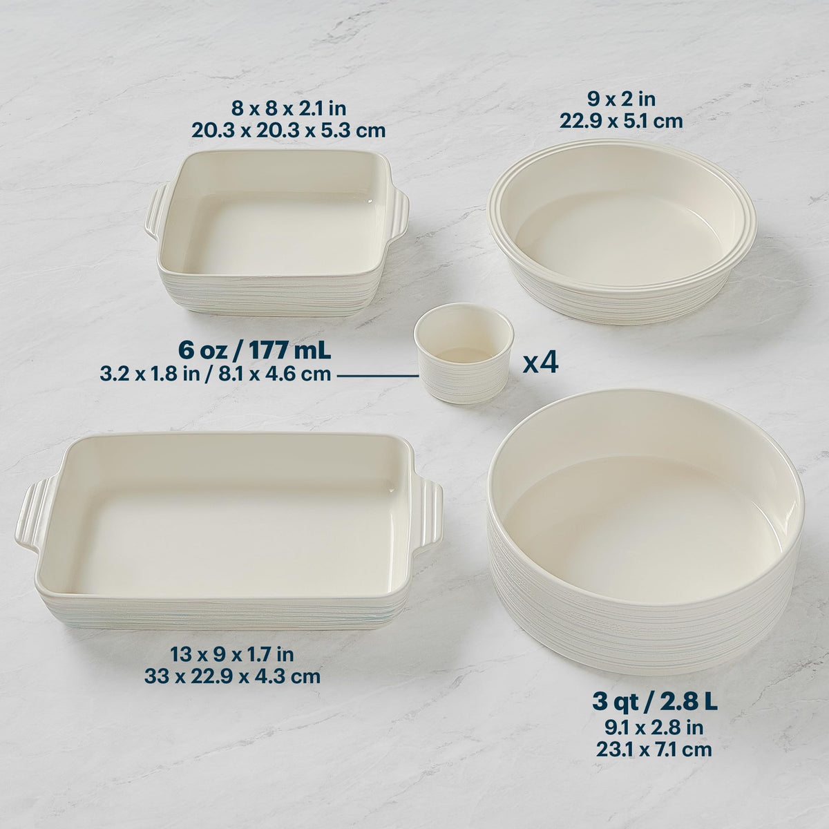 8 Piece Ceramic Complete Nonstick Bakeware Set (8 Piece / Full Set (Round/Rectangular))