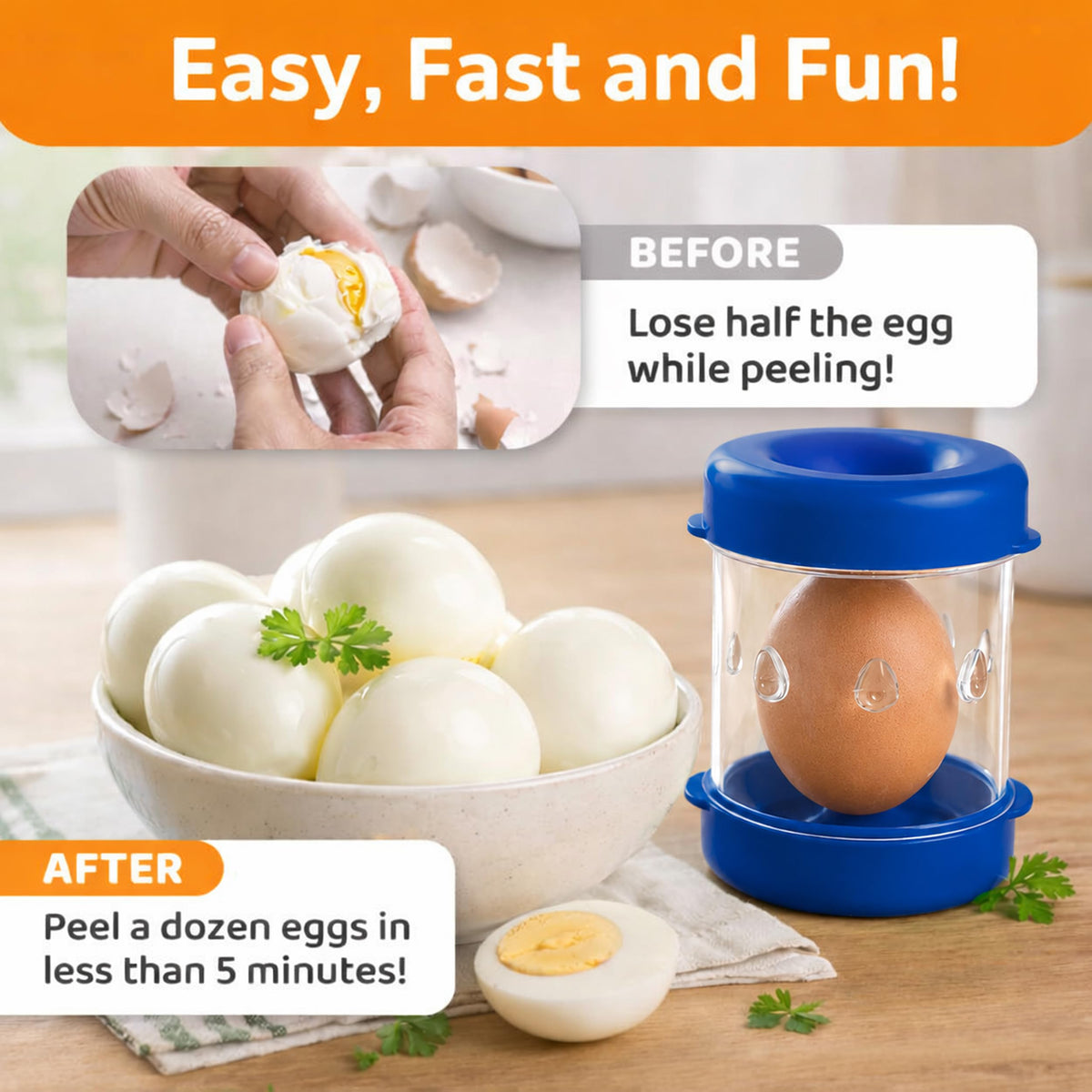 The Negg Boiled Egg Peeler (Blue)