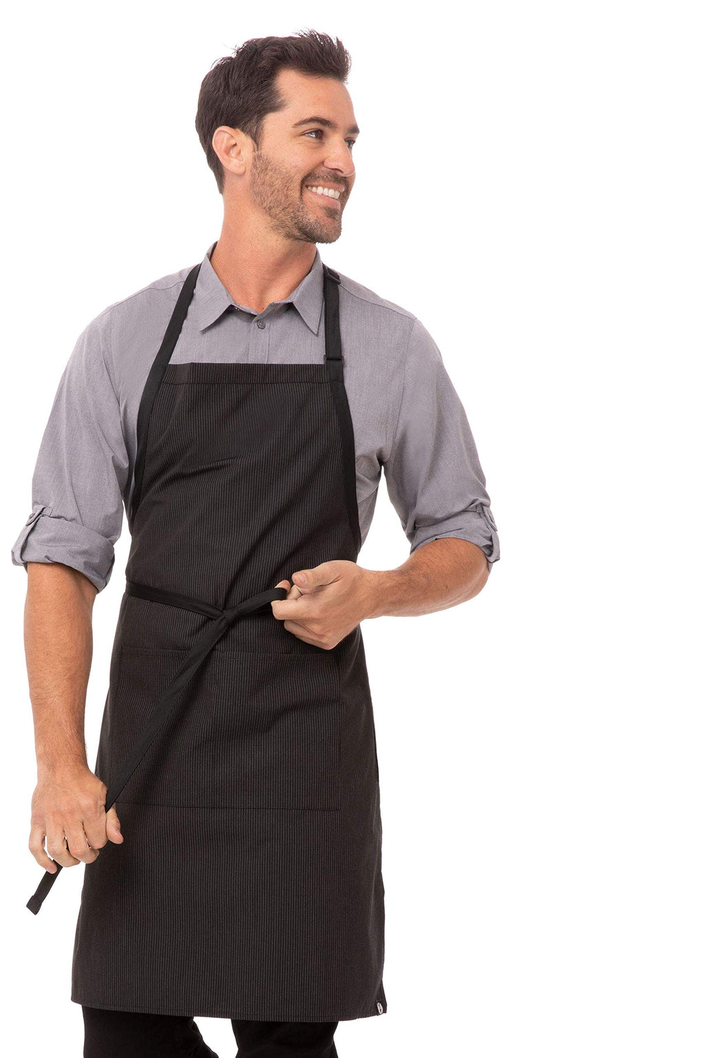 Unisex Butcher Apron with Contrasting Ties (Pinstripe / One Size)