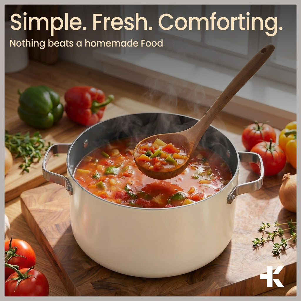 Bakken 3 Quart Ceramic Coated Stock Pot with Lid (Cream / 3 Quarts)