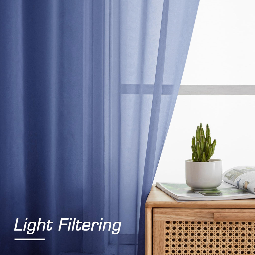 Sheer Curtains 78 Inches Long 2 Panels Set for Bedroom Living Room (Royal Blue / 42"W x 78"L (Pack of 2))