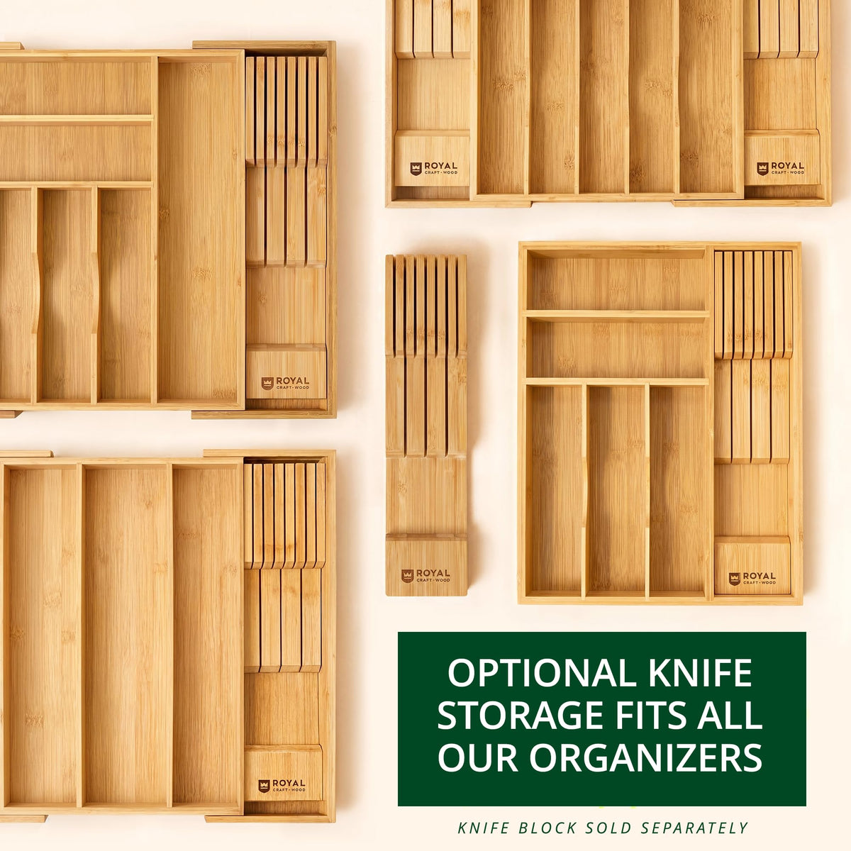 Luxury Bamboo Kitchen Drawer Organizer (Natural / 9 Slot)