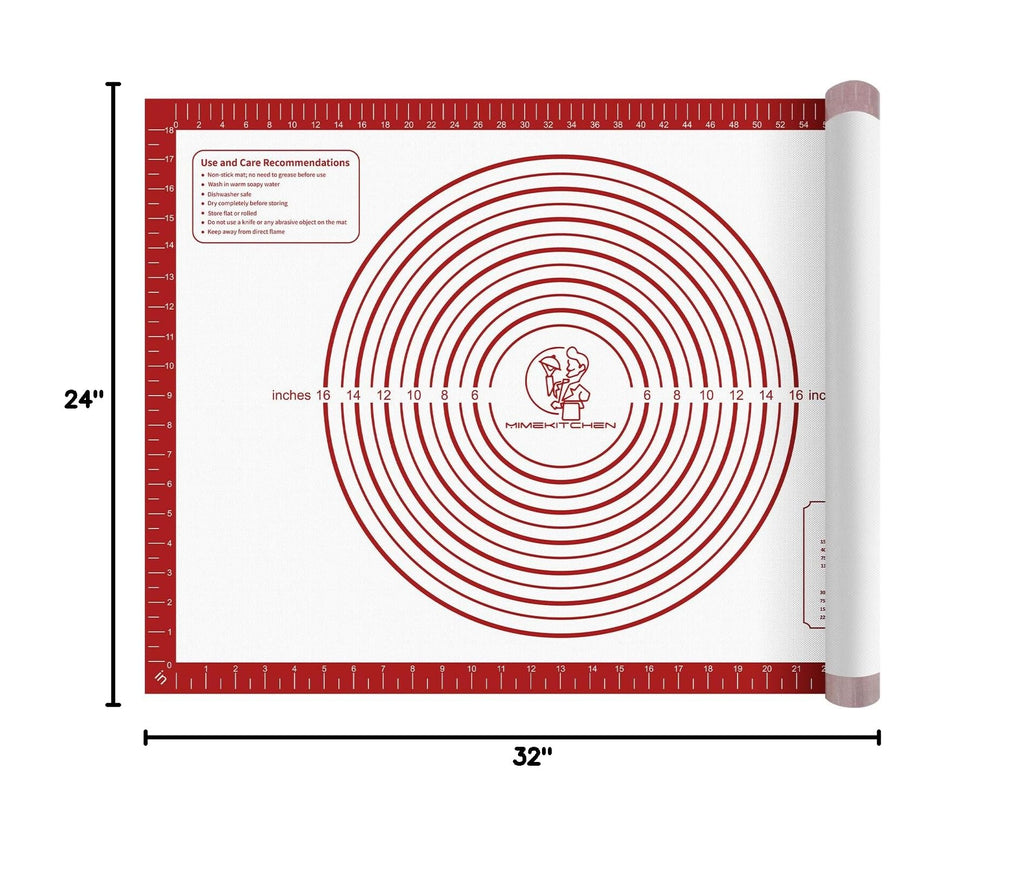 Non Stick Pastry Mat for Rolling Dough Fondant Pie Crust (Red / 32"L x 24"W)