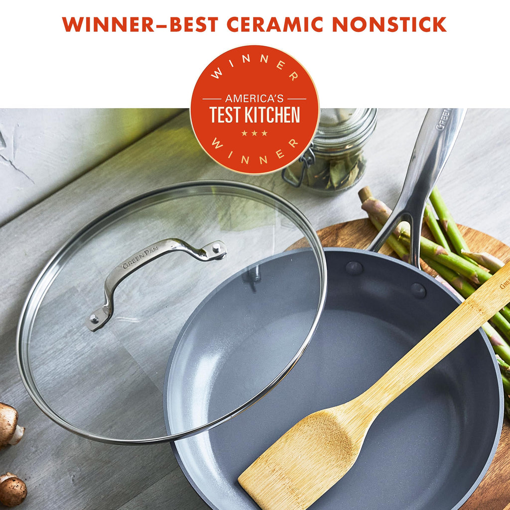 Valencia Pro 10" Ceramic Nonstick Frying Pan with Lid (10" Frying Pan Skillet with Lid / Gray)