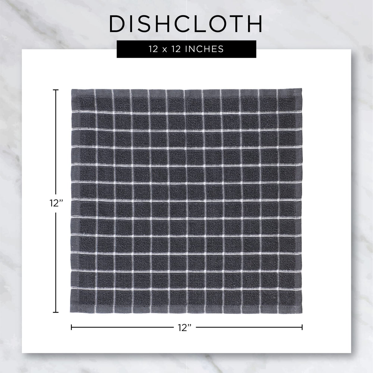 Basic Terry Collection Solid Windowpane Dishcloth Set (Blue / 12x12")