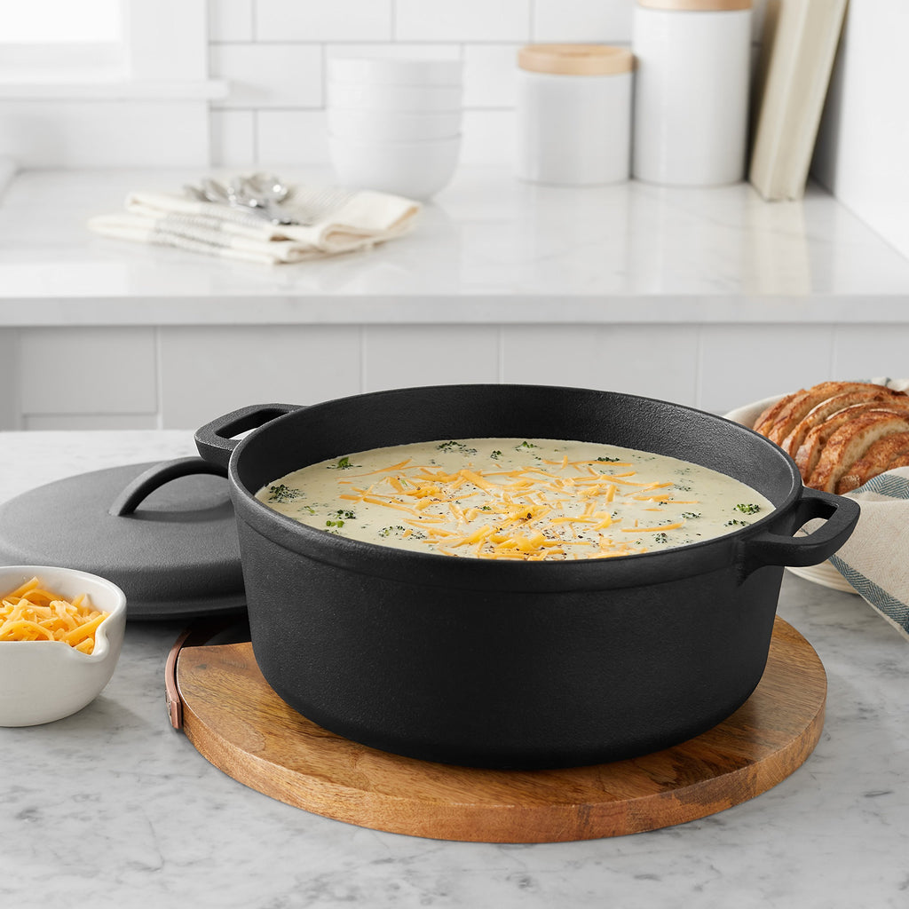 Pre Seasoned Cast Iron Dutch Oven Pot with Lid and Dual Handles (7-Quart)
