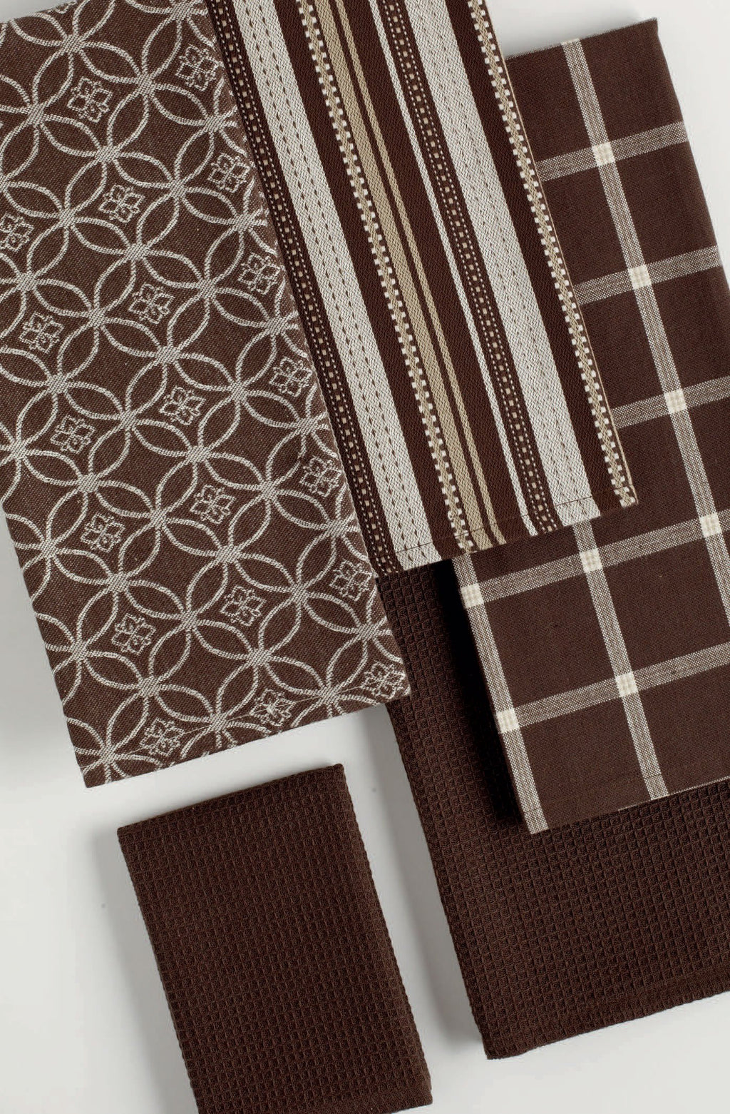 Assorted Woven Kitchen Set (Dark Brown / Dishtowel, 18x28"; Dishcloth, 13x13")