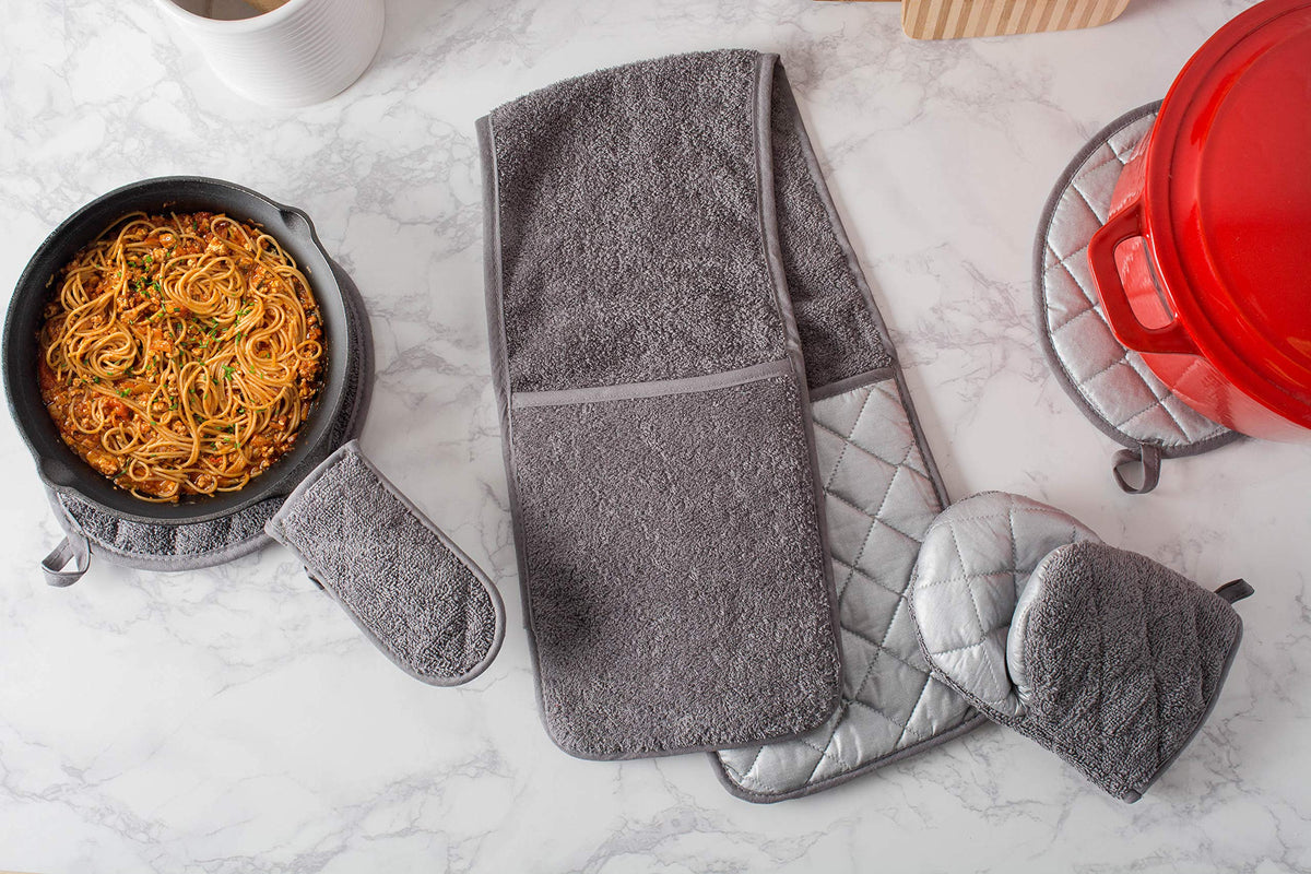 Basic Terry Collection 100% Cotton Quilted (Gray / Double Mitt)