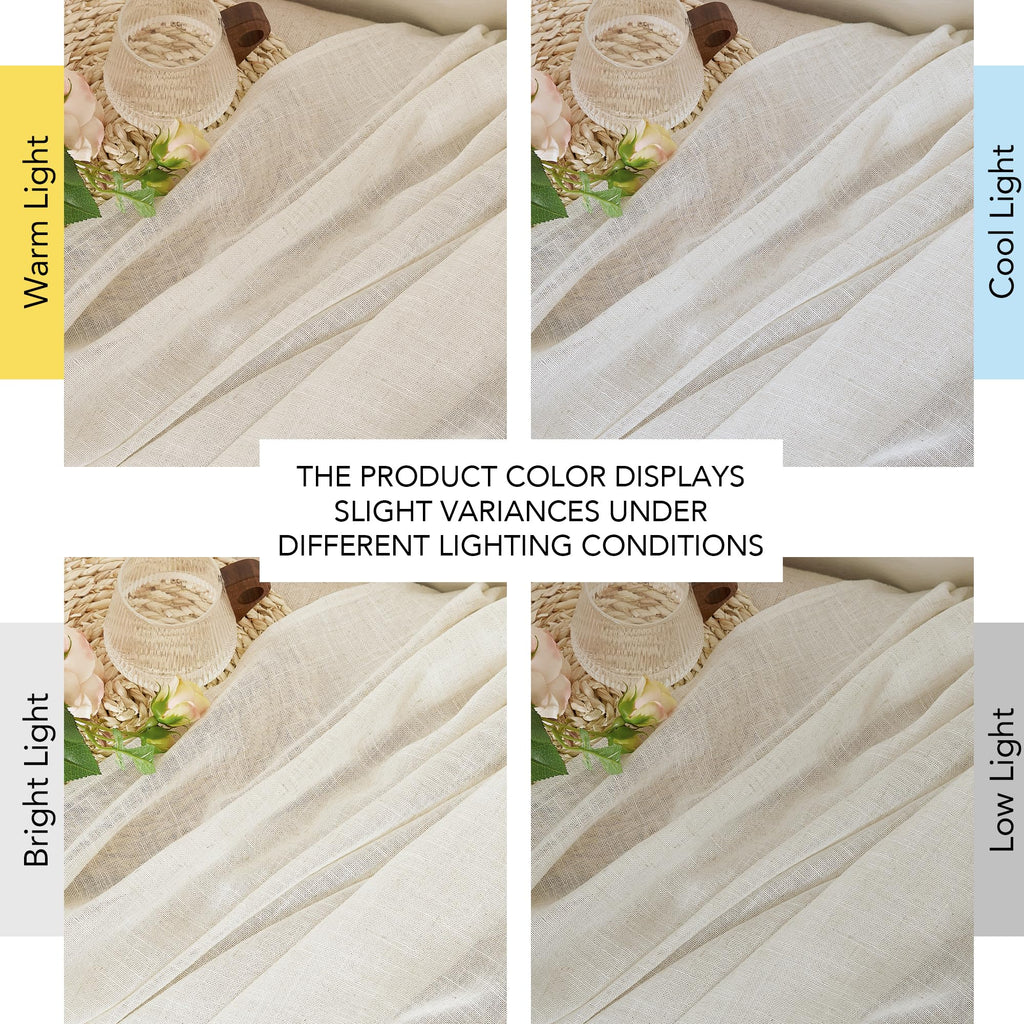 Semi Sheer Linen Curtains 95 inch Length 2 Panels (52"W x 95"L (Pack of 2) / Linen)
