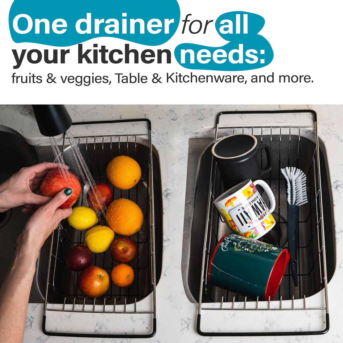 Over The Sink Dish Drying Rack (Over-Sink / Silver)
