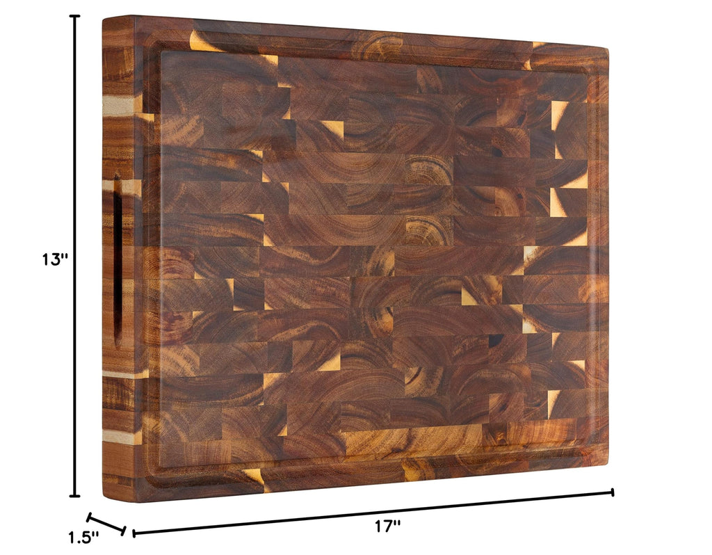 Large Solid Acacia Wood Butcher Block 17x13x1.5 in Cutting Board (17"L x 13"W)