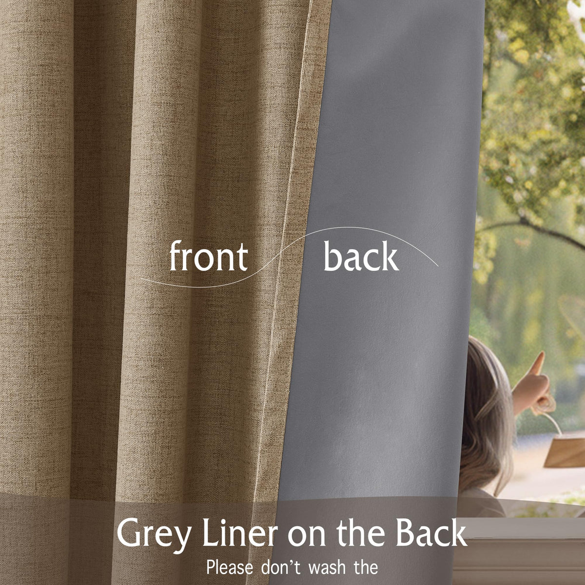 Pinch Pleated Back Tab Curtains Linen Textured 100% Blackout Curtains Thermal Insulated for Bedroom Living Room Bay Window Drapes (Burlap / 40"W x 90"L (Pack of 2))