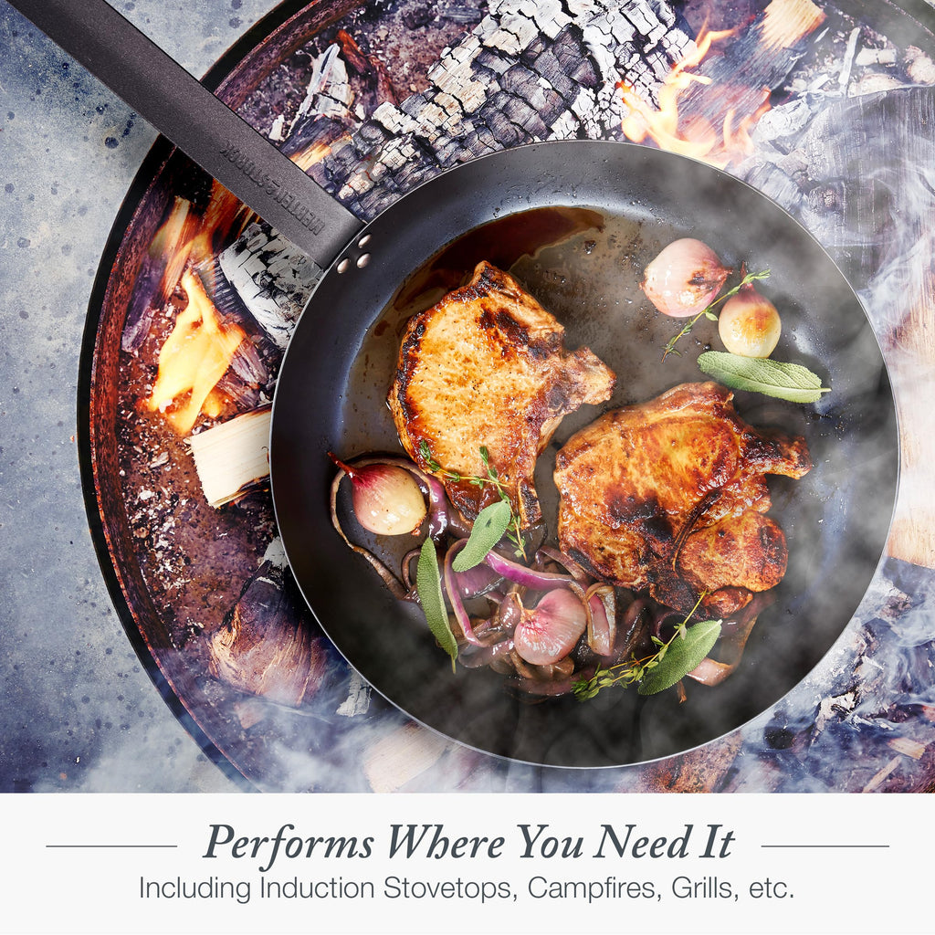 10" Pre Seasoned Carbon Steel Frying Pan Skillet (10" Frying Pan Skillet / Black)