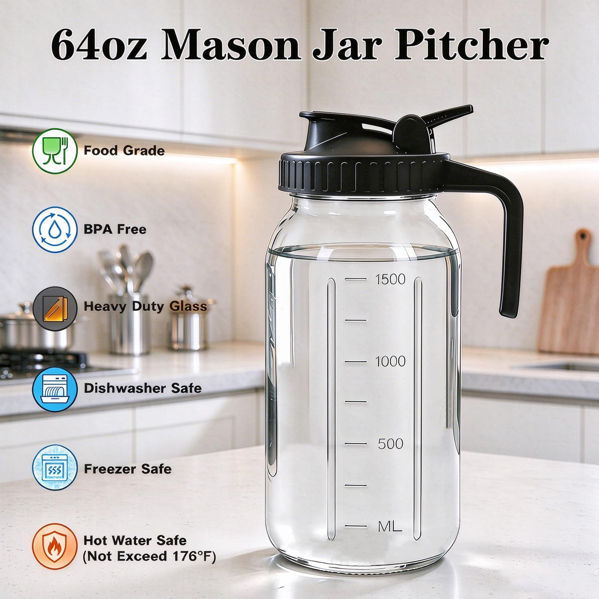 Cold Brew Coffee Maker (64 OZ (Mat + 2 Brushes Included))